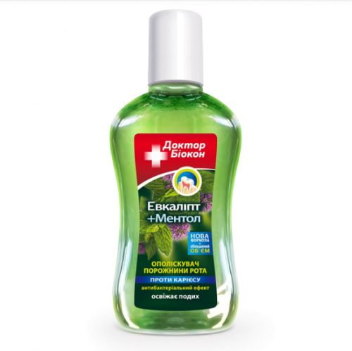 Доктор Біокон ополіскувач д/роту 300мл евкаліпт/мята п/карієсу мініатюра фото 1 Доктор Біокон ополіскувач д/роту 300мл евкаліпт/мята п/карієсу мініатюра фото 1