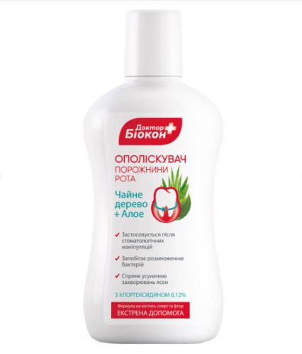 Доктор Біокон ополіскувач д/роту 300мл чайне дерево/алое мініатюра фото 1 Доктор Біокон ополіскувач д/роту 300мл чайне дерево/алое мініатюра фото 1