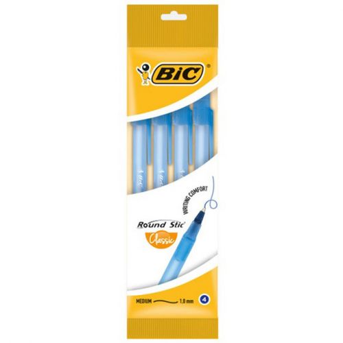 Ручка "BIC Round Stic" Синя 4 шт мініатюра фото 1 Ручка "BIC Round Stic" Синя 4 шт мініатюра фото 1