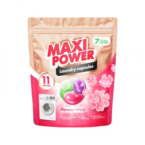 MAXI POWER Капсулы для стирки универсальные Цветочный ветер 11шт  мініатюра фото 1 MAXI POWER Капсулы для стирки универсальные Цветочный ветер 11шт  мініатюра фото 1