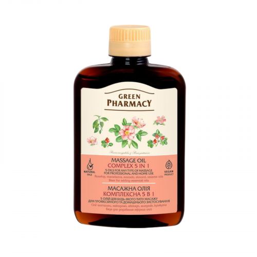 Green Pharmacy олія масажна 200мл комплексна 5в1 мініатюра фото 1 Green Pharmacy олія масажна 200мл комплексна 5в1 мініатюра фото 1