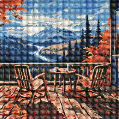 Алмазная мозаика "Завтрак в горах" 40х40 см  мініатюра фото 1