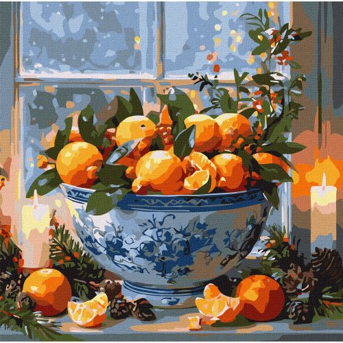 Картина по номерах "Цитруси у вазі" 40х40 см  мініатюра фото 1