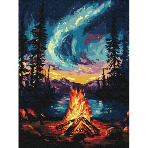 Картина по номерах з фарбами металік "Північне сяйво" 30х40 см  мініатюра фото 1