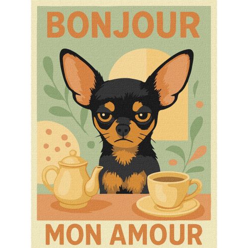 Картина за номерами "Постер.  Ранок з чіхуахуа" 30х40см  мініатюра фото 1