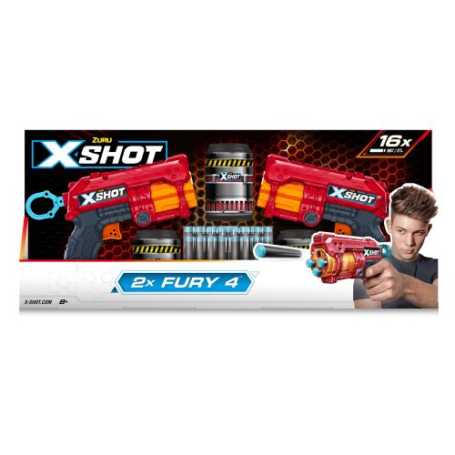 X-Shot Red Швидкострільний бластер EXCEL FURY 4 2 PK (3 банки, 16 патронів) мініатюра фото 1 X-Shot Red Швидкострільний бластер EXCEL FURY 4 2 PK (3 банки, 16 патронів) мініатюра фото 1