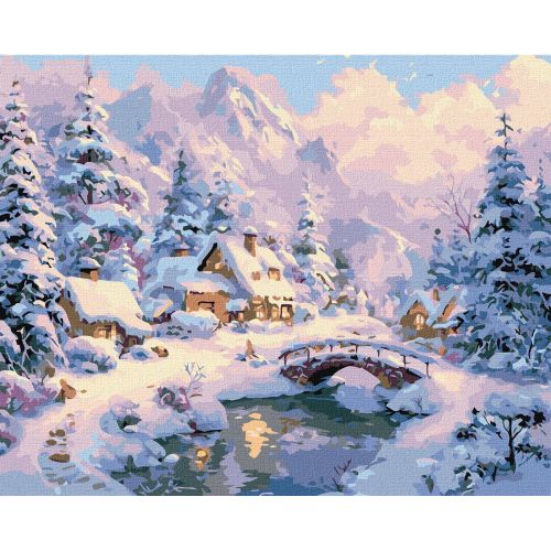 Картина по номерах "Зимовий затишок серед гір" 40х50 см  мініатюра фото 1