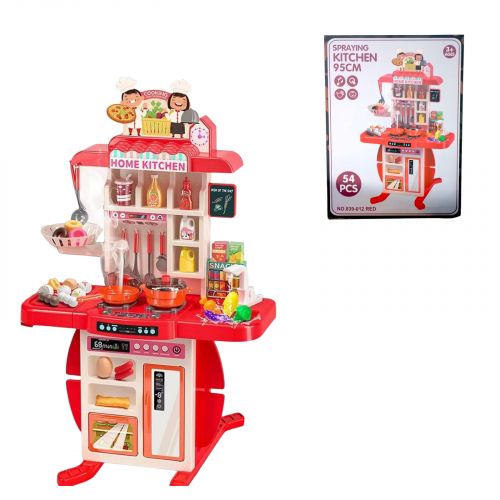 Кухня с посудой батар. муз. свет. пар. течет вода (микс цветов)  мініатюра фото 1 Кухня с посудой батар. муз. свет. пар. течет вода (микс цветов)  мініатюра фото 1