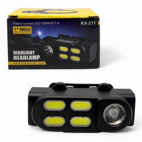 Ліхтарик світлодіодний налобний, акмулятор, USB, в коробці  мініатюра фото 1