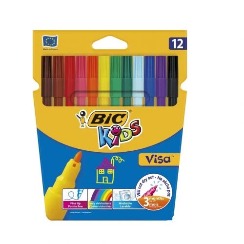 Фломастери BIC Visa 12 кольорів 12 шт  мініатюра фото 1