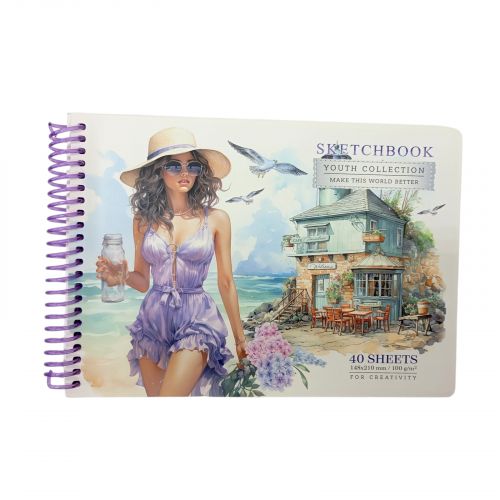 Скетчбук А5, спіраль, 40 листів, 100г/м2  мініатюра фото 1