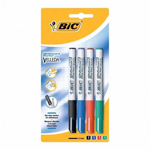 Набір маркерів для дошок BIC Velleda 1. 4 мм, 4 шт.  мініатюра фото 1