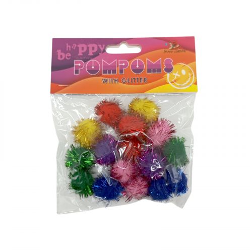 Помпони блискучі, 20мм,6 кольорів,18шт.  мініатюра фото 1 Помпони блискучі, 20мм,6 кольорів,18шт.  мініатюра фото 1