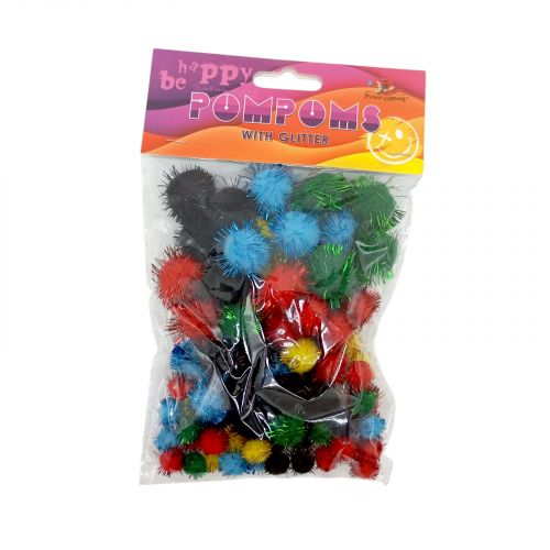 Помпони блискучі, різні розміри,5 кольорів,80шт  мініатюра фото 1