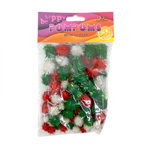 Помпони блискучі, різні розміри,3 кольори,80шт  мініатюра фото 1