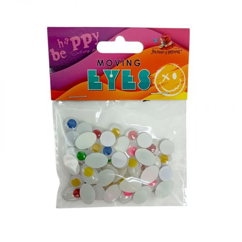 Рухомі очі, круглі 50шт. , 10мм*25шт, 10*15мм*25шт. кольорові  мініатюра фото 1