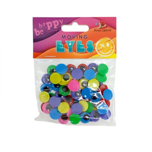 Рухомі очі, круглі, 12мм, 60шт. , кольорові  мініатюра фото 1