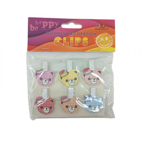 Деревʼяні декоративні затискачі, 6шт  мініатюра фото 1