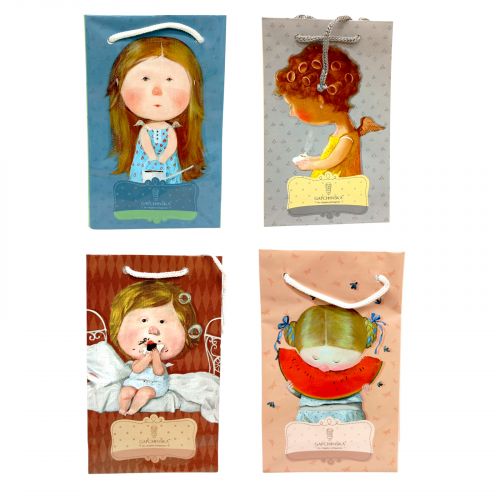 Пакет подарунковий вертикальний 18*11*5 мікс видів  мініатюра фото 1