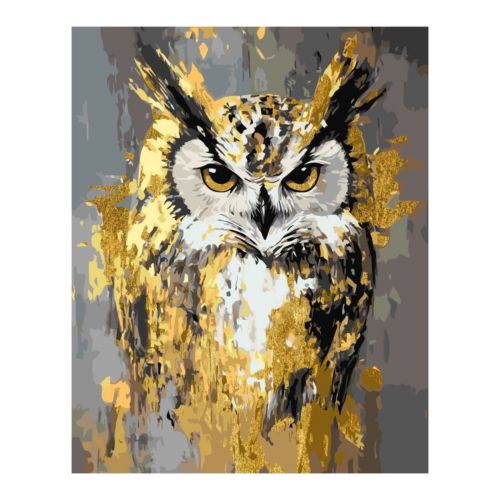 Картина за номерами Тварини.  Сова э фарбами металік 40*50 см Орігамі  мініатюра фото 1