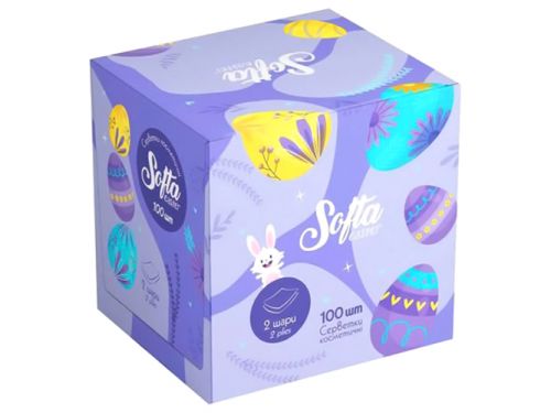 Softa Chisto Easter серветки косметичні сухі 2-х шарові.  100шт  мініатюра фото 1
