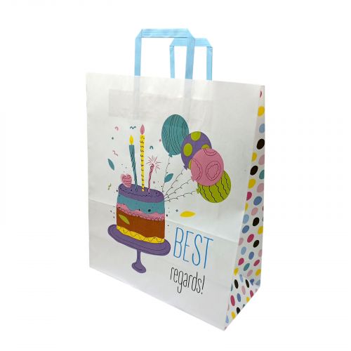 Пакет паперовий з ручками 38х32см Крафт білий (ВИД 1)  мініатюра фото 1