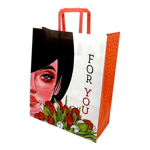 Пакет паперовий з ручками 38х32см Крафт білий (ВИД 3)  мініатюра фото 1