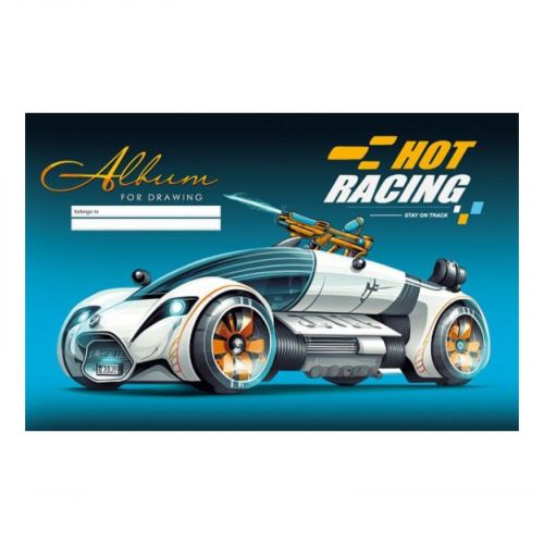 Альбом для малювання, 100г, на скобі, 202х292 мм, 12 аркушів.  HOT RACING СИНІЙ  мініатюра фото 1