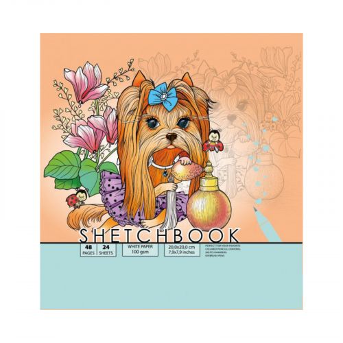 Скетчбук  24 аркуші, (ПЕСИК З БАНТОМ)  мініатюра фото 1