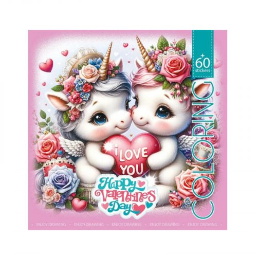 Розмальовка з наліпками 200х200мм,(HAPPY VALENTINES DAY)  мініатюра фото 1