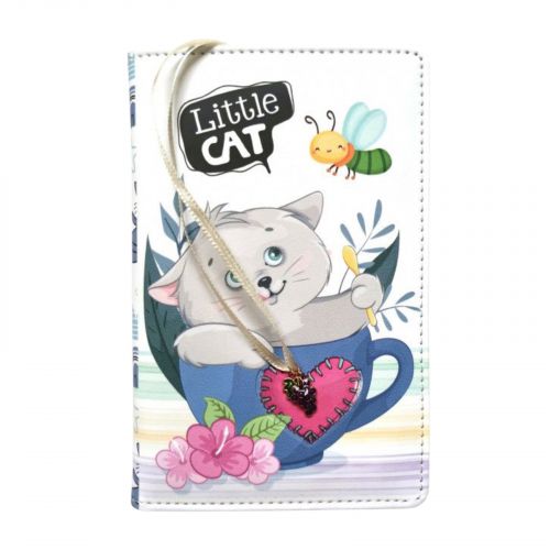 Блокнот, Кожзам, А6, 64аркуші (КОТИК В ЧАШЦІ)  мініатюра фото 1