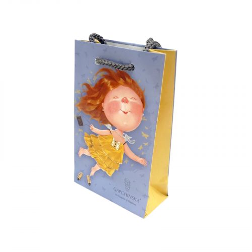 Пакет паперовий 8*12*3. 5 ДІВЧИНКА З КРИЛАМИ-СИНІЙ  мініатюра фото 1