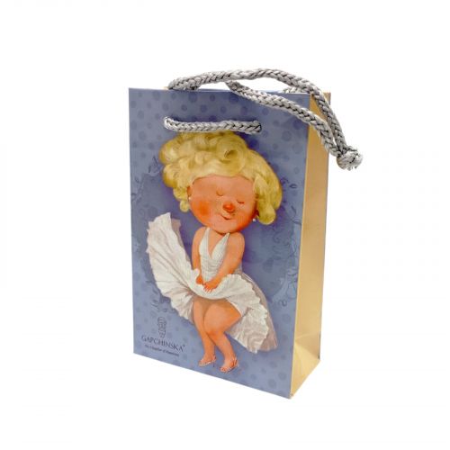 Пакет паперовий 8*12*3. 5 ДІВЧИНКА МОНРО- СІРИЙ  мініатюра фото 1