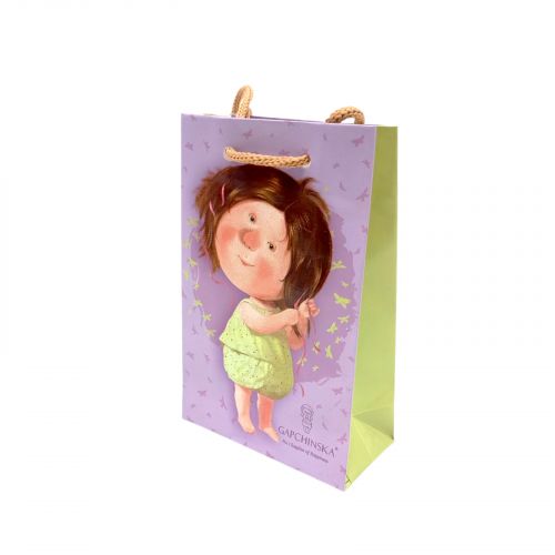 Пакет паперовий 8*12*3. 5 ДІВЧИНКА ФІОЛЕТОВИЙ  мініатюра фото 1