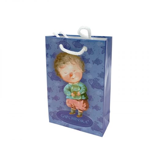 Пакет паперовий 8*12*3. 5 ХЛОПЧИК З РИБКОЮ- СИНІЙ  мініатюра фото 1