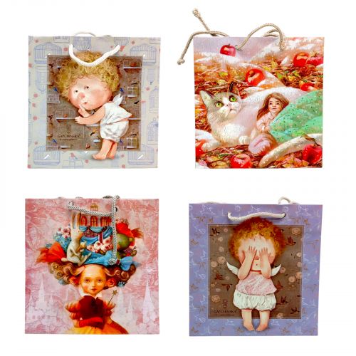 Пакет паперовий 16*16*7 мікс видів  мініатюра фото 1