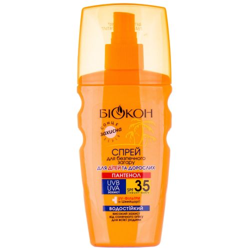 Биокон Спрей для безопасного загара Для детей и взрослых SPF-35, 160 мл  мініатюра фото 1 Биокон Спрей для безопасного загара Для детей и взрослых SPF-35, 160 мл  мініатюра фото 1