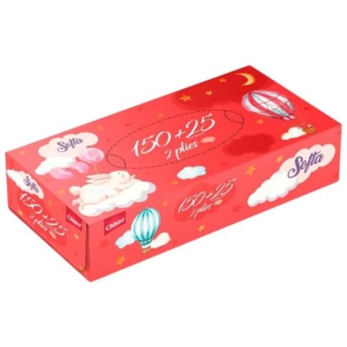 Softa Chisto Bunny Серветки косметичні сухі, 2 шари 150+25 шт  мініатюра фото 1