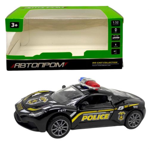 Машинка металева 1:32, ПОЛІЦЕЙСЬКА (ЧОРНА)  мініатюра фото 1