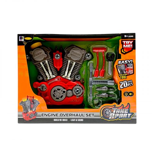 Музичний двигун конструктор, імітація запалювання двигуна, підсвічування, звуки, рухомі елементи, в коробці  мініатюра фото 1