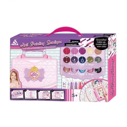 Косметика, глитеры, аппликаторы, наклейки, помада, сумочка в коробке.  мініатюра фото 1