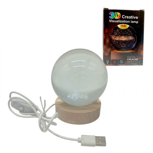 Нічник скляна куля Ялинка з подарунками 8 см  мініатюра фото 1