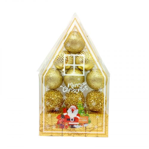 Ялинкові кульки золотий вечір 5 см, 12 шт. , набір  мініатюра фото 1