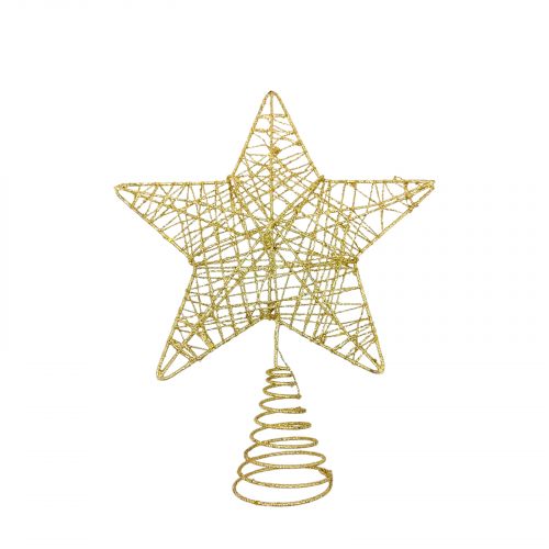 Верхівка для ялинки зірка золота 23 см  мініатюра фото 1