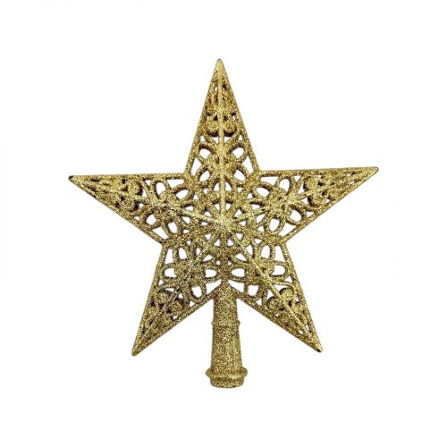 Верхівка для ялинки зірка золота нарізна 15 см  мініатюра фото 1