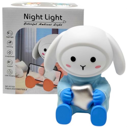 Нічник-підставка для смартфона "Зайчик космонавт", (БЛАКИТНИЙ)  мініатюра фото 1