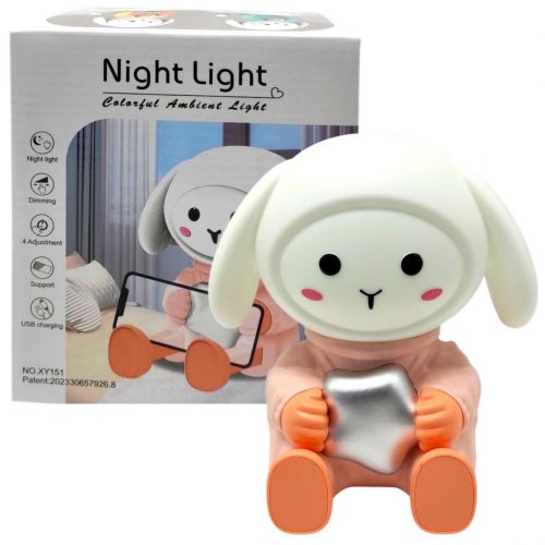 Нічник-підставка для смартфона "Зайчик космонавт", (ПОМАРАНЧЕВИЙ)  мініатюра фото 1