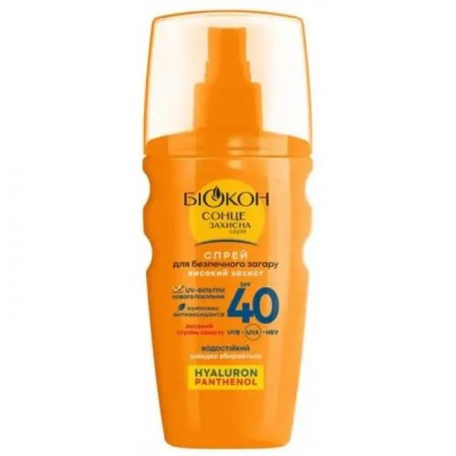 Біокон Засіб для засмаги Спрей для безпечної засмаги Високий захист SPF-40, 160мл  мініатюра фото 1
