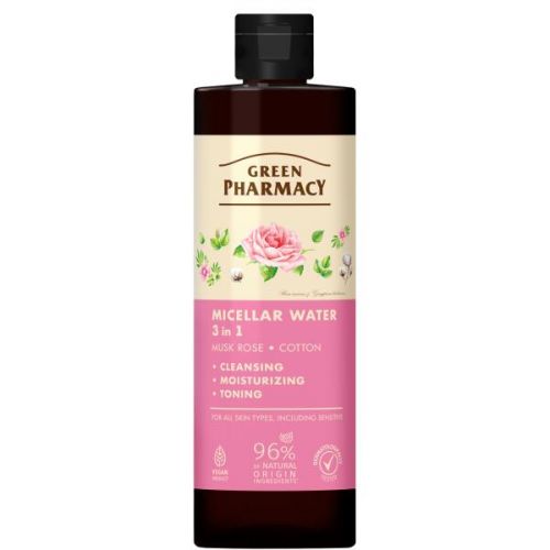 Green Pharmacy Міцелярна вода 3в1 Мускусна троянда та бавовна 500мл  мініатюра фото 1