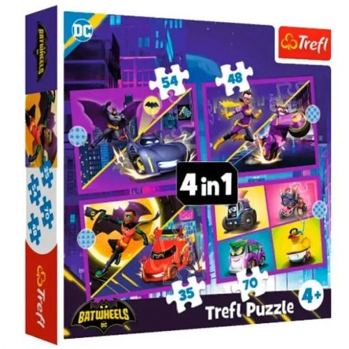 Пазли 4в1 "Бетмен: Зустрічайте бетмобіль"  мініатюра фото 1